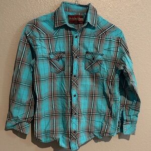 Roar Kids' Blue Plaid Button-Down Shirt
